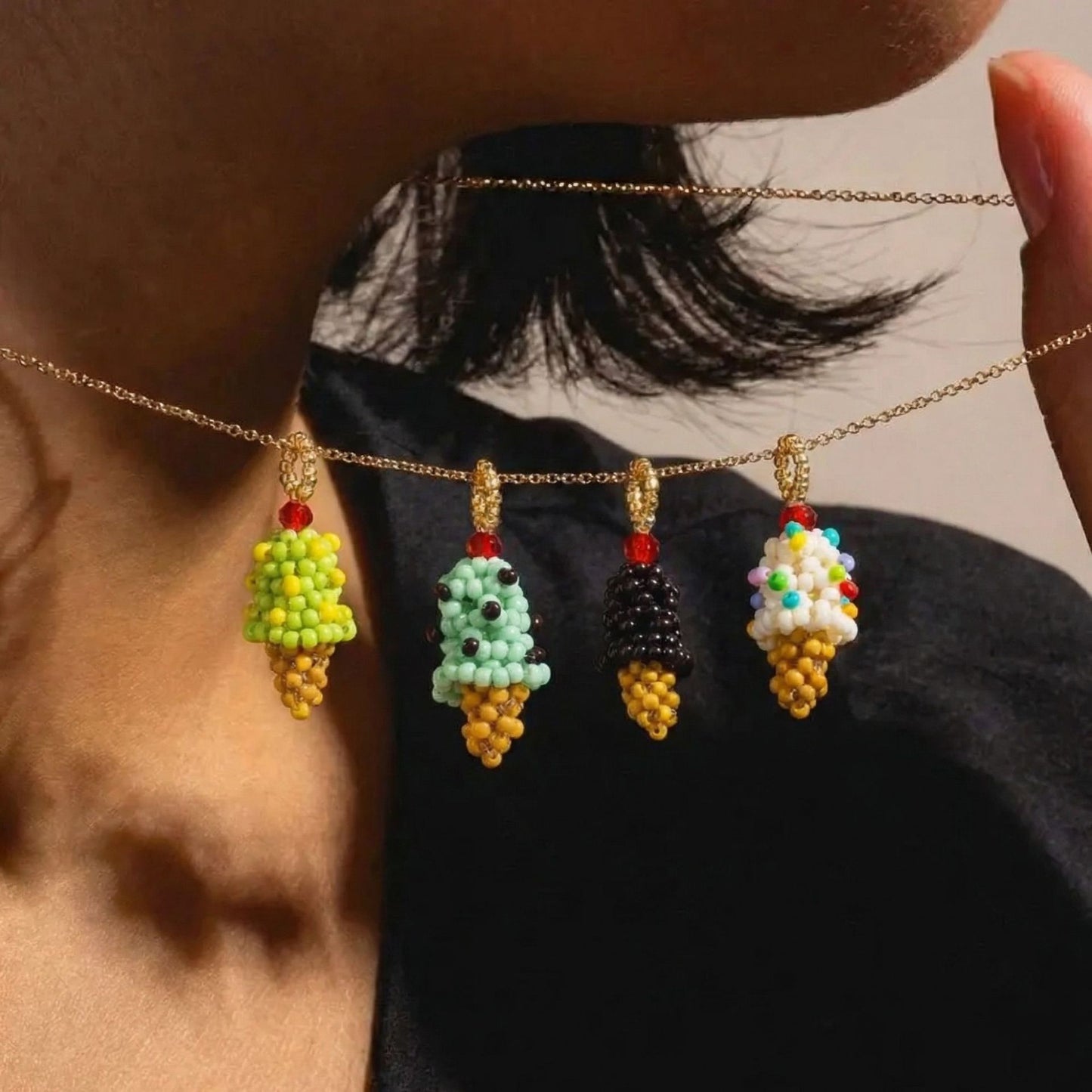 Vintage Geometric Plated Stainless Steel Pendant with Resin Beads Charm Bar for Unisex