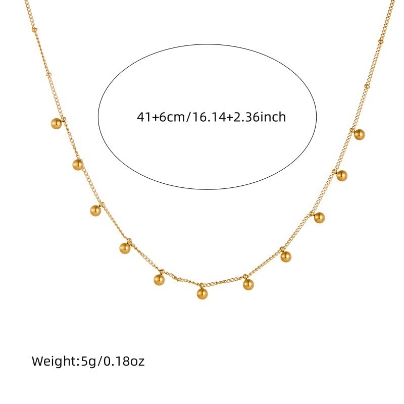 Collar de cadena con colgante de bola de acero inoxidable de lujo minimalista vintage, joyería para mujer