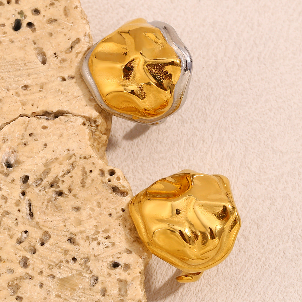 Fashion Geometric Stainless Steel Ring with 18K Gold Plating and Snake Head Design for Women