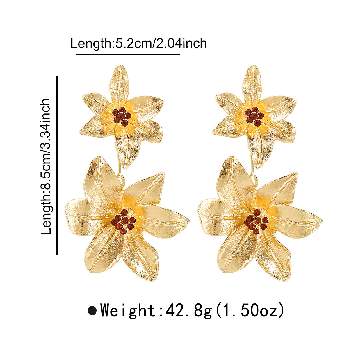 Pendientes de aleación con diseño floral elegante y acabado galvanizado para mujer, aretes minimalistas y versátiles a la moda