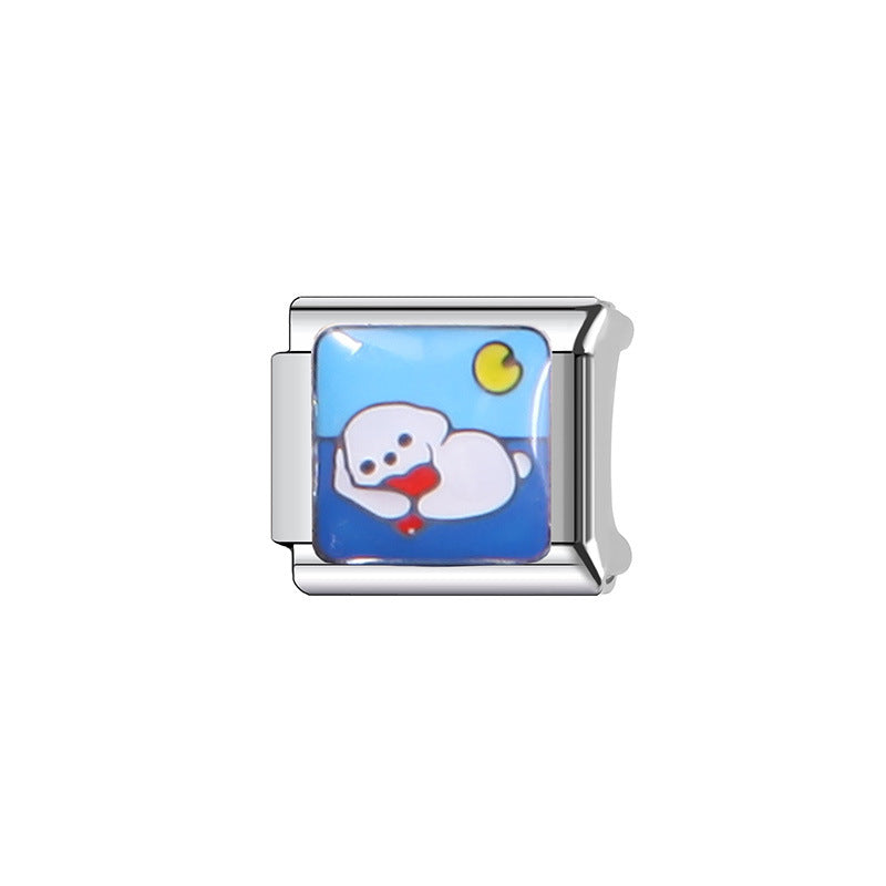Sweet Cartoon Character Stainless Steel Plated DIY Charm Bar Watch Strap