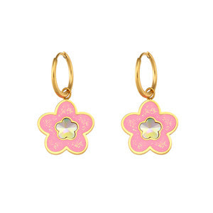 Orecchini a perno minimalistici a stella a cinque punte da donna in acciaio inossidabile con placcatura in oro 18 carati e finitura smaltata