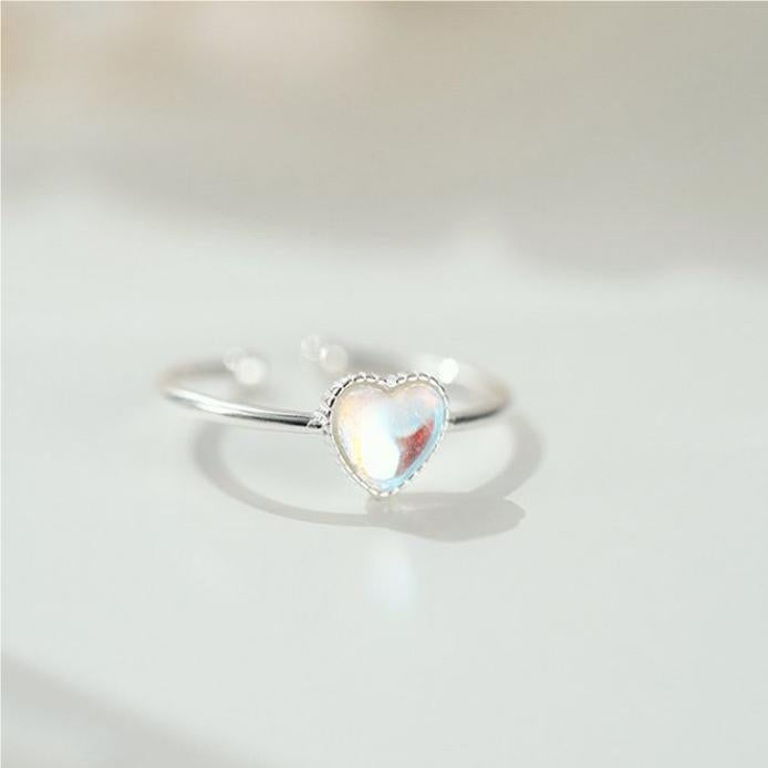 Anillo de Plata de Ley 925 Minimalista con Forma de Corazón y Cristal AB para Mujer
