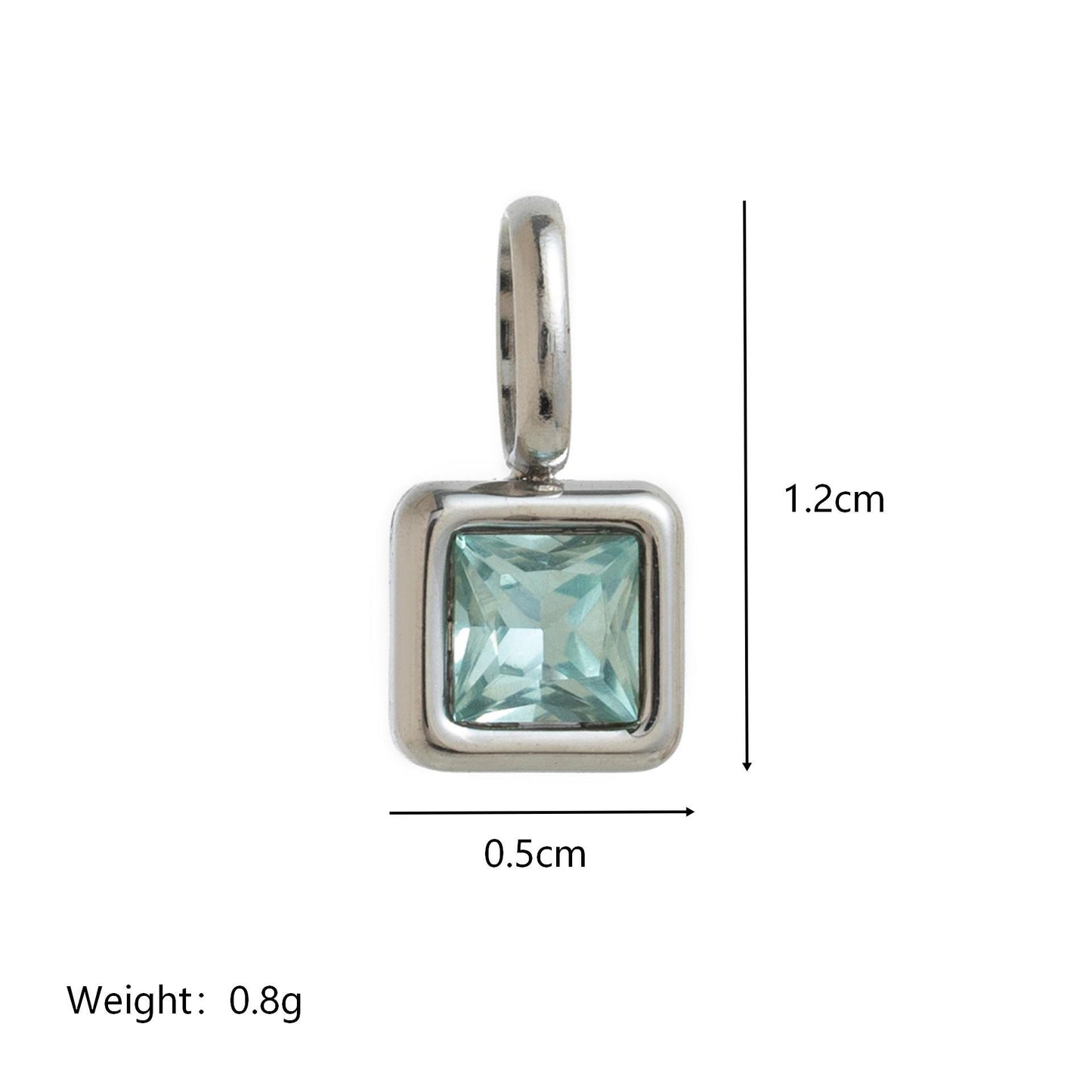 Minimalist Square Stainless Steel Pendant with Cubic Zirconia Inlay Titanium Steel Corn Chain Necklace for Women DIY Charm Bar