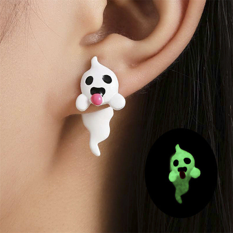 Sweet and Edgy Cartoon Pumpkin Skull Dangle Earrings in Alloy with Electroplated Finish for Women