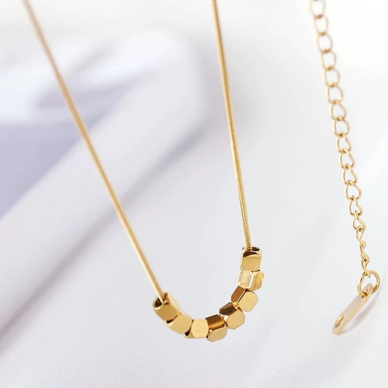 Minimalist Elegant Square Titanium Steel Plated Necklace Snake Chain for Women