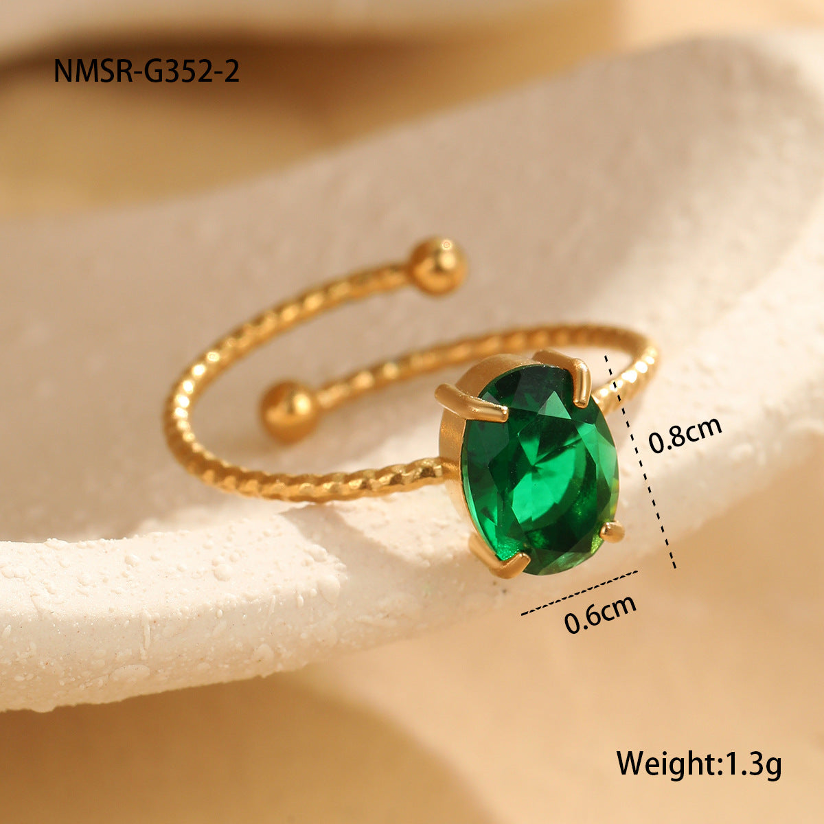 Anillo minimalista ovalado de circonita de acero inoxidable con acabado chapado para mujer, elegante para uso diario