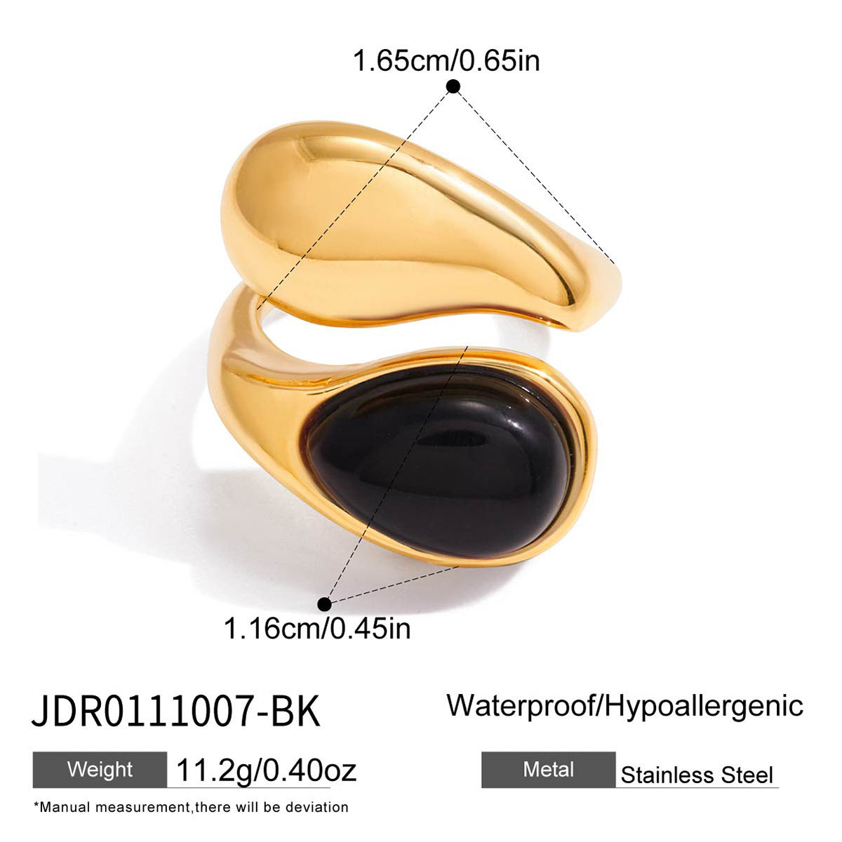 Anello geometrico in acciaio inossidabile con placcatura in oro PVD per donne Accessorio di moda di lusso minimalista
