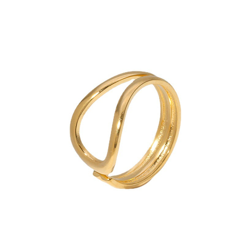 Minimalist Geometric Stainless Steel Ring for Women with Plated Finish Cold Aesthetic Luxury Design