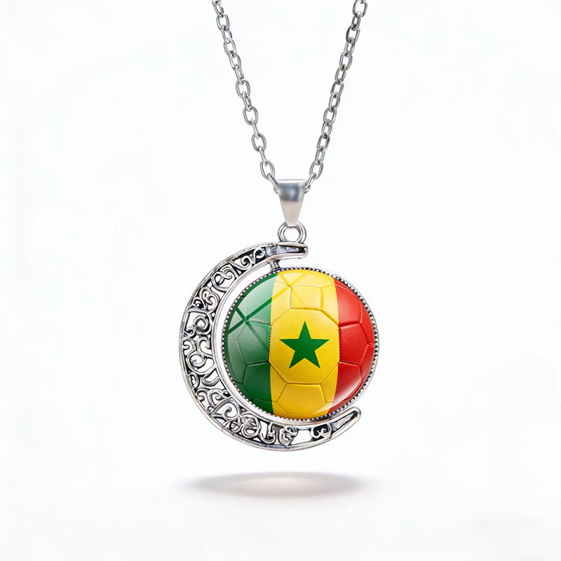 Casual Unisex Alloy Plated Moon Geometric Pendant Crystal Necklace