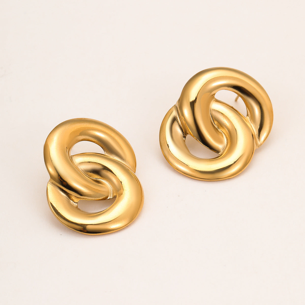 Pendientes de Aro Geométricos de Acero Inoxidable a la Moda con Baño de Oro de 18 quilates para Mujer