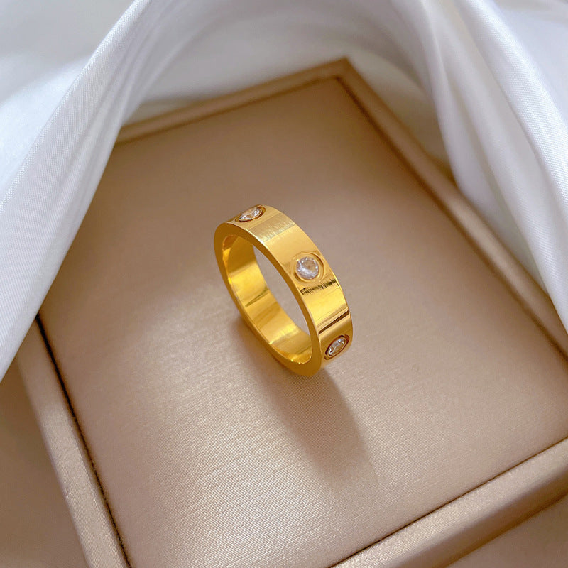 Minimalist Geometric Titanium Steel Polished Ring for Unisex