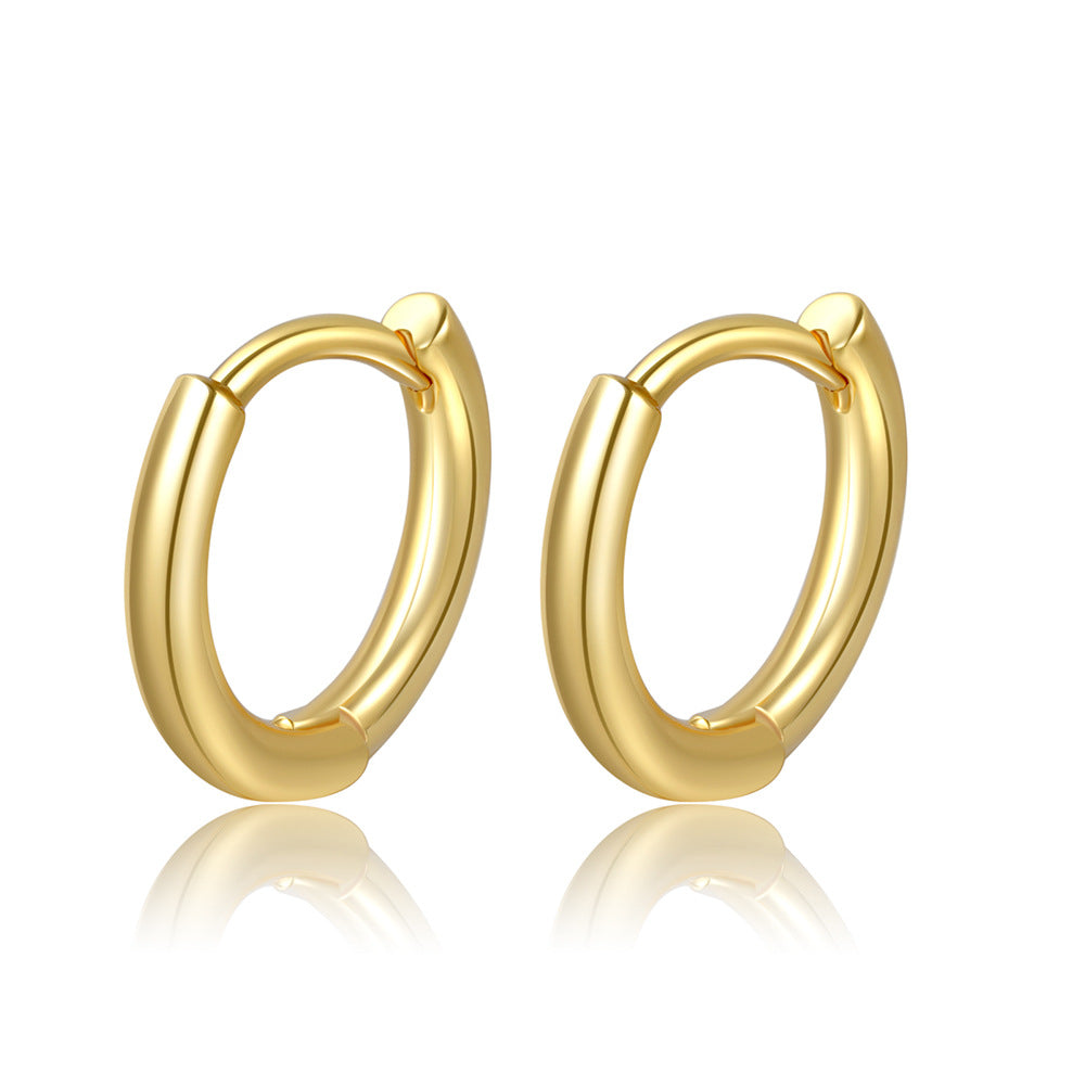 Minimalist Geometric C-Shape Twisted Gold Plated Brass Hoop Earrings