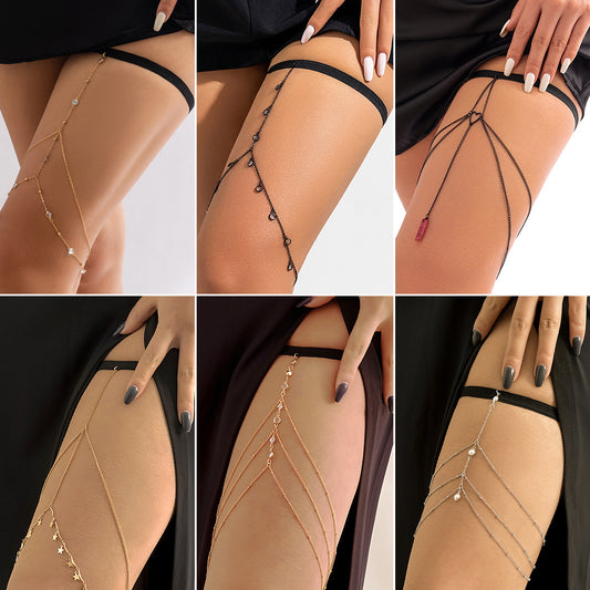 Tobillera minimalista de aleación con forma de estrella, detalles de pedrería y borla para mujer