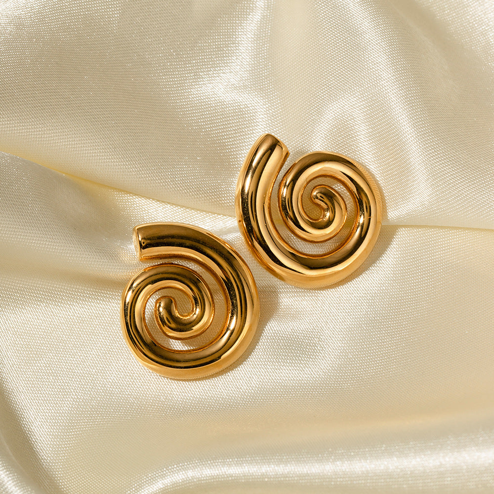 Orecchini Pendenti Geometrici Attorcigliati Trendy in Acciaio Inossidabile Placcato Oro 18K da Donna
