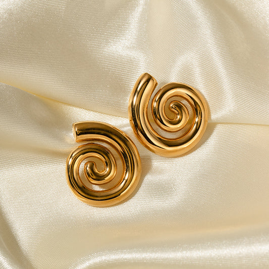 Aretes colgantes de acero inoxidable chapados en oro de 18 quilates con diseño geométrico trenzado, a la moda, para mujer