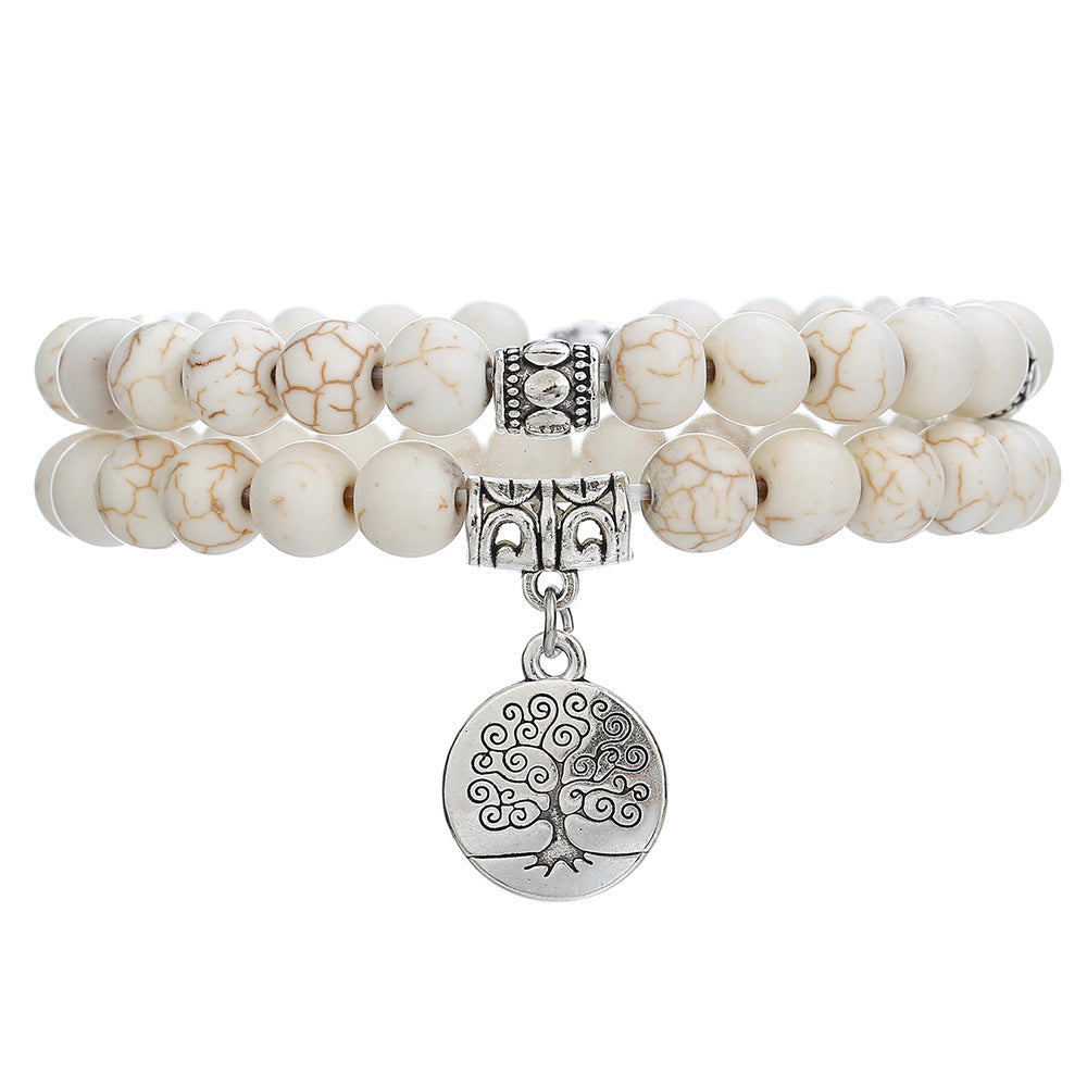 Life Tree Round Turquoise Alloy Bracelet Set
