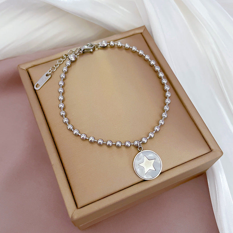 Constellation Moon Star Drop Zircon Bracelet in Titanium Steel with Gold Plating for Women