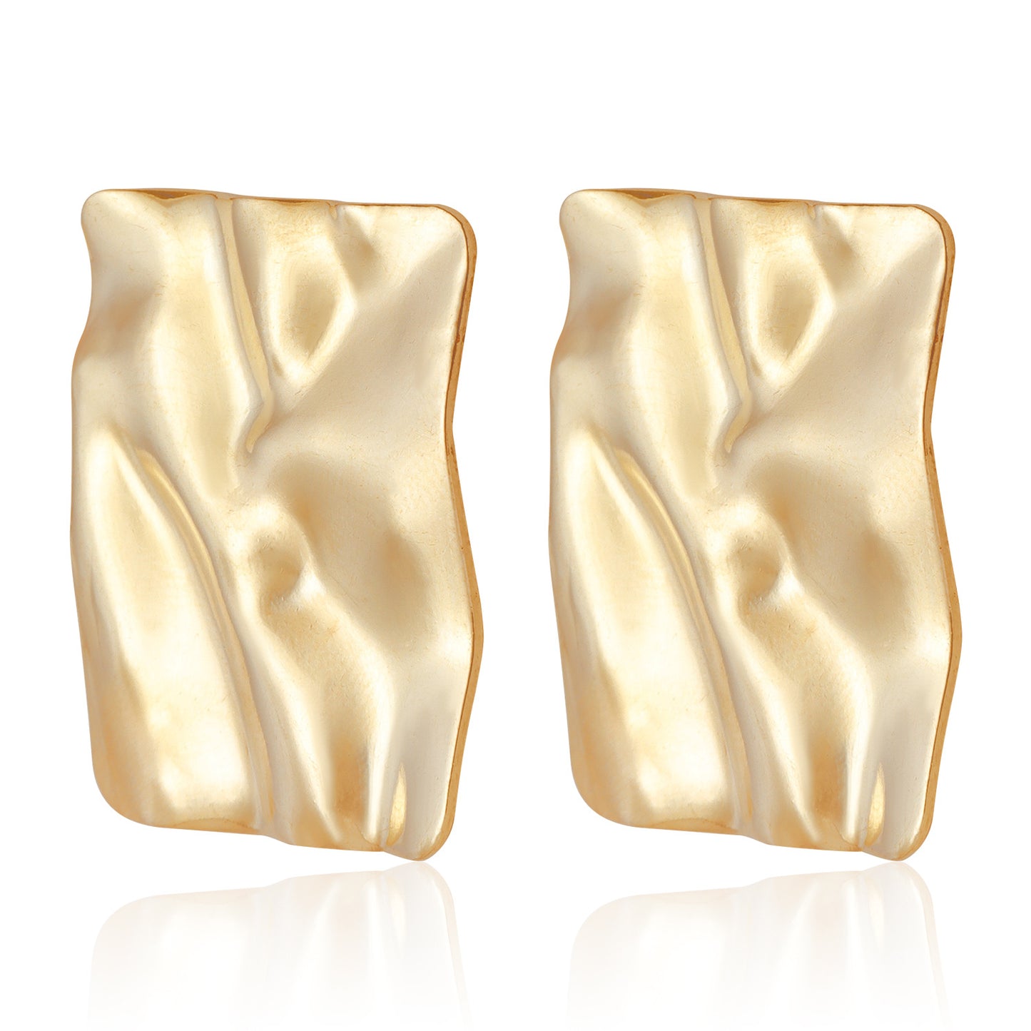 Minimalist Geometric Square Polished Stud Earrings for Women in Alloy with Plated Finish