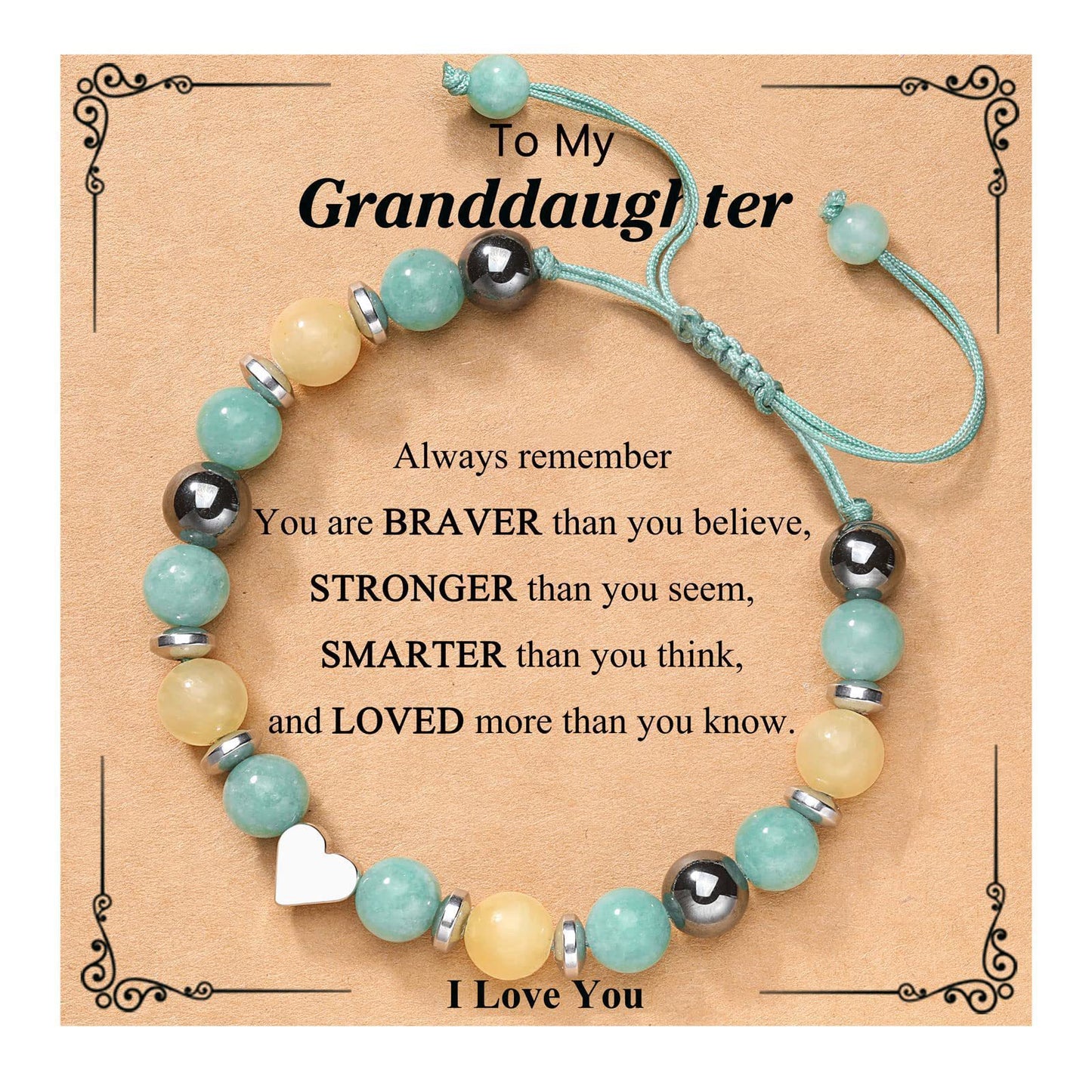 Handmade Geometric Heart Zebra Print Natural Stone Beaded Bracelet Unisex Fashion Jewelry