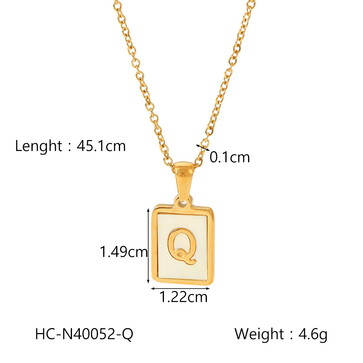 Minimalist Letter Pendant Necklace in Titanium Steel with 18K Gold Plating on Stainless Steel Chain for Women