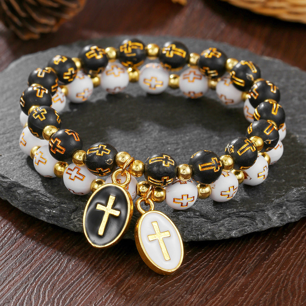 Oval Cross Geometric Acrylic Alloy Bracelet Unisex