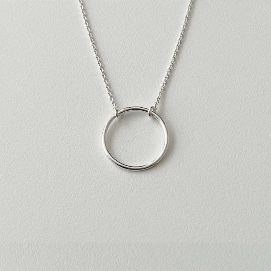 925 Sterling Silver Geometric Round Plated Ball Chain Necklace