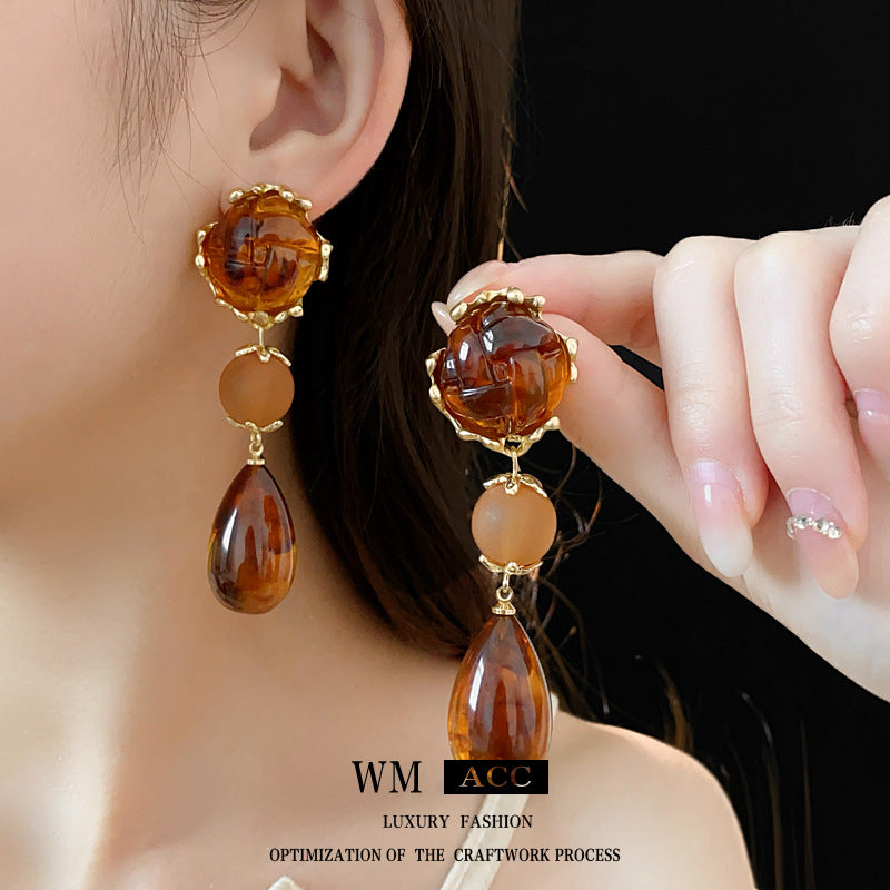Vintage-Style Dripping Waterdrop and Geometric Alloy Earrings with Plated Silver-Plated Steel Posts for Women