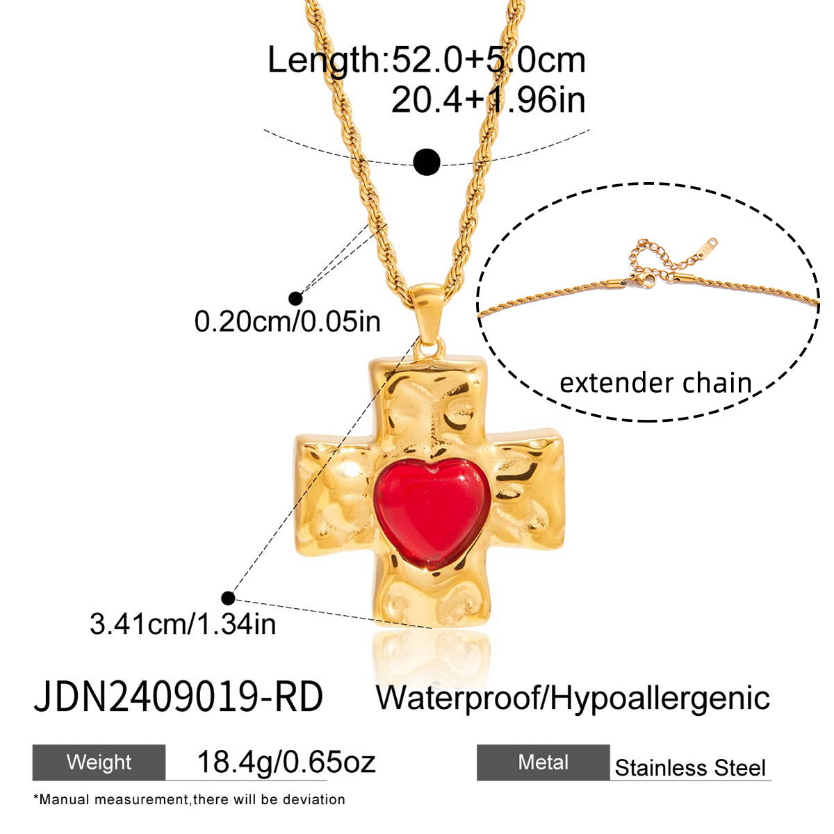 Collana Pendente Minimalista a Croce in Acciaio al Titanio con Placcatura in Oro PVD per Donna