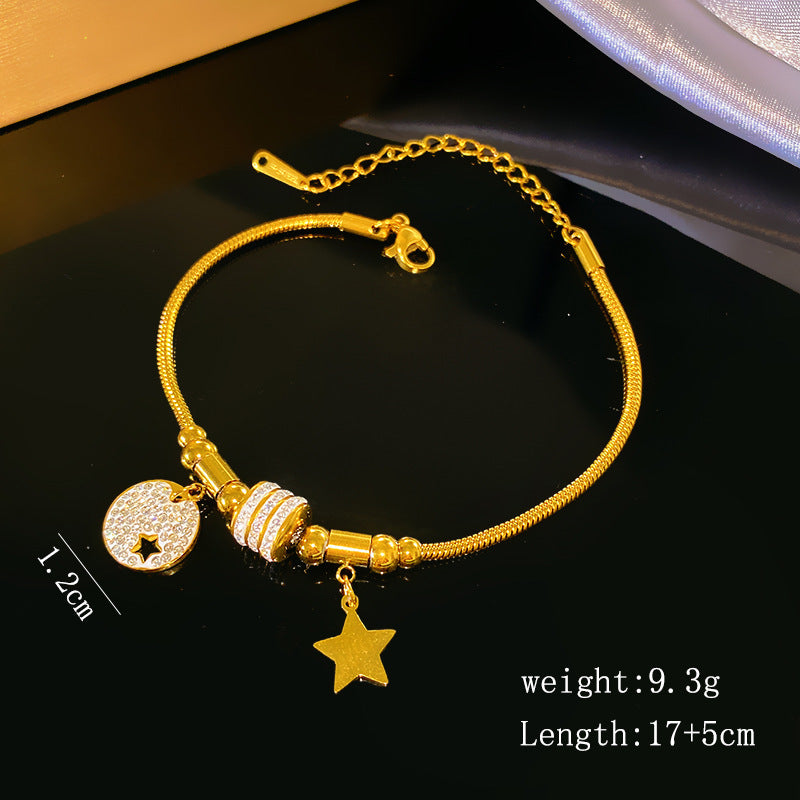 Luxury Geometric Titanium Steel 18K Gold Plated Bracelet for Women