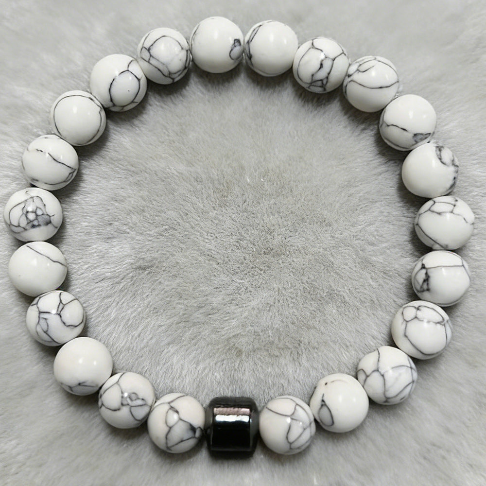 Handmade Geometric Round Synthetic Stone Beaded Bracelet Unisex