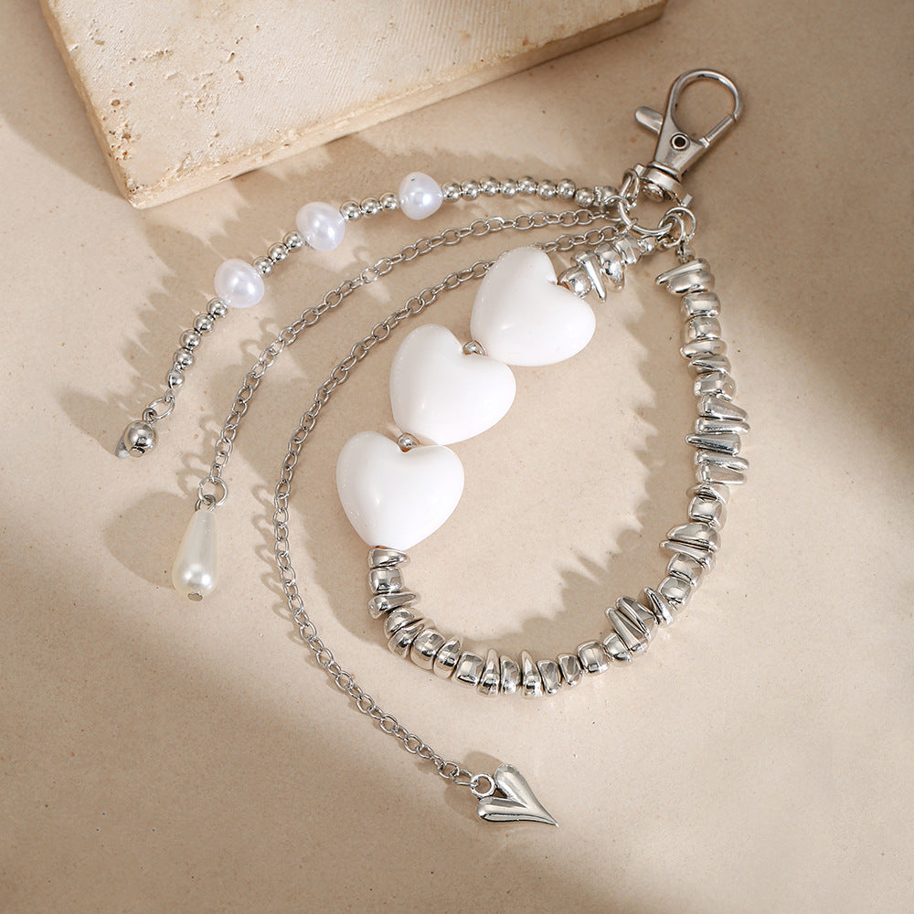 Minimalist Sweet Heart Teardrop Acrylic Keychain with Plated Finish for Women