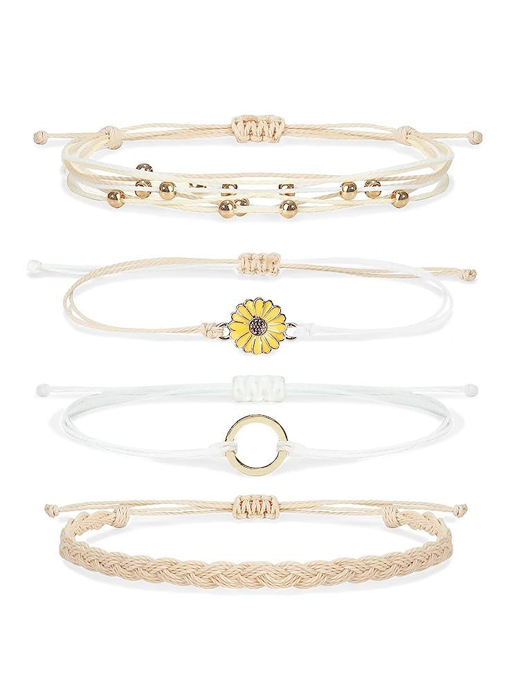 Bohemian Floral Sunflower Handmade Woven Bracelet for Women