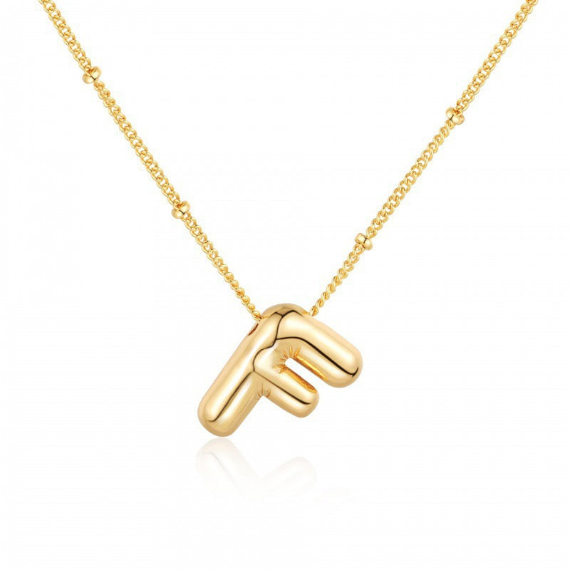 Gold Plated Brass Letter Pendant Necklace for Women