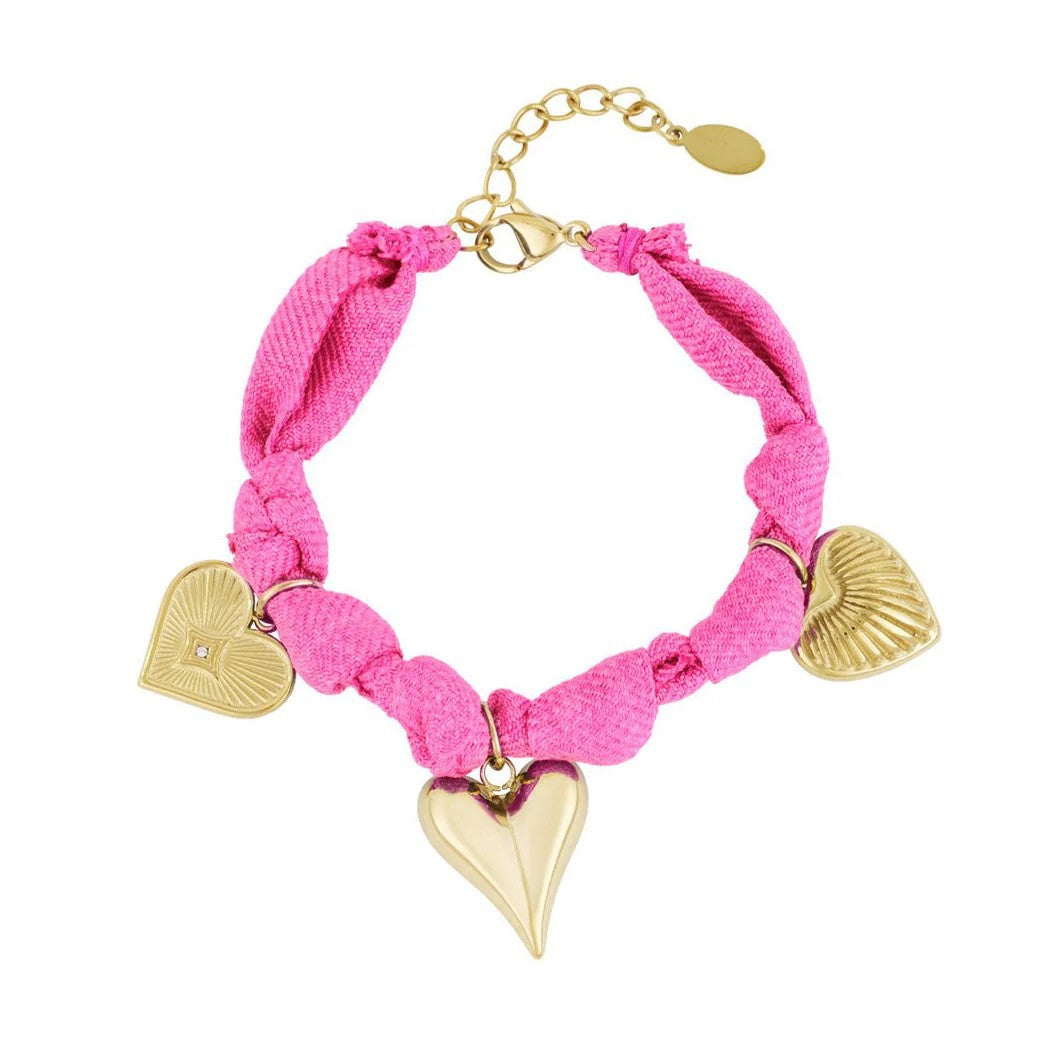 Fashion Unisex 18K Gold Plated Titanium Steel Heart and Bow Key Pendant Necklace with Colorful Lucky Rope