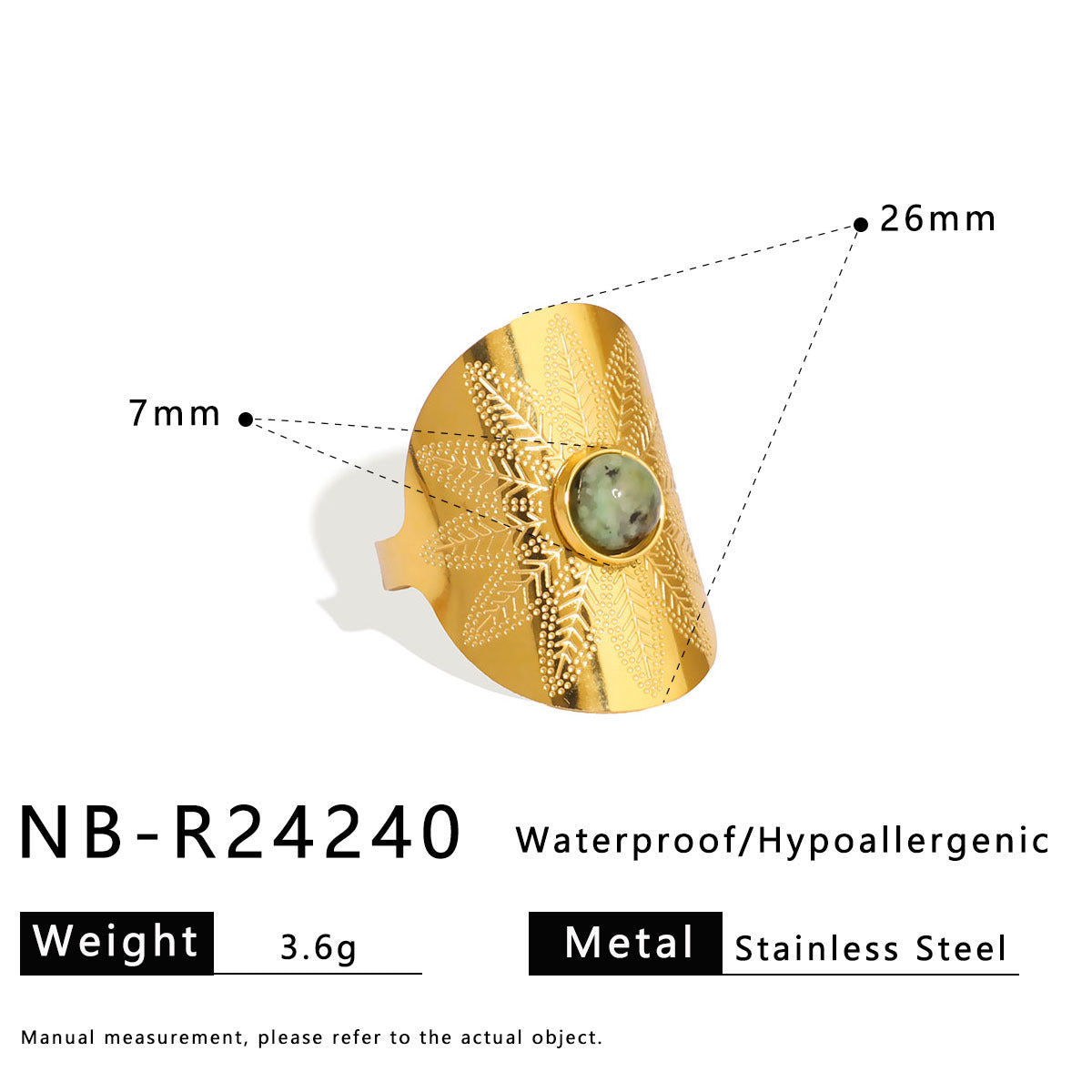 Anello geometrico in acciaio inossidabile con turchese naturale e pietre occhio di tigre, gioiello da mano unisex in stile vintage galvanizzato