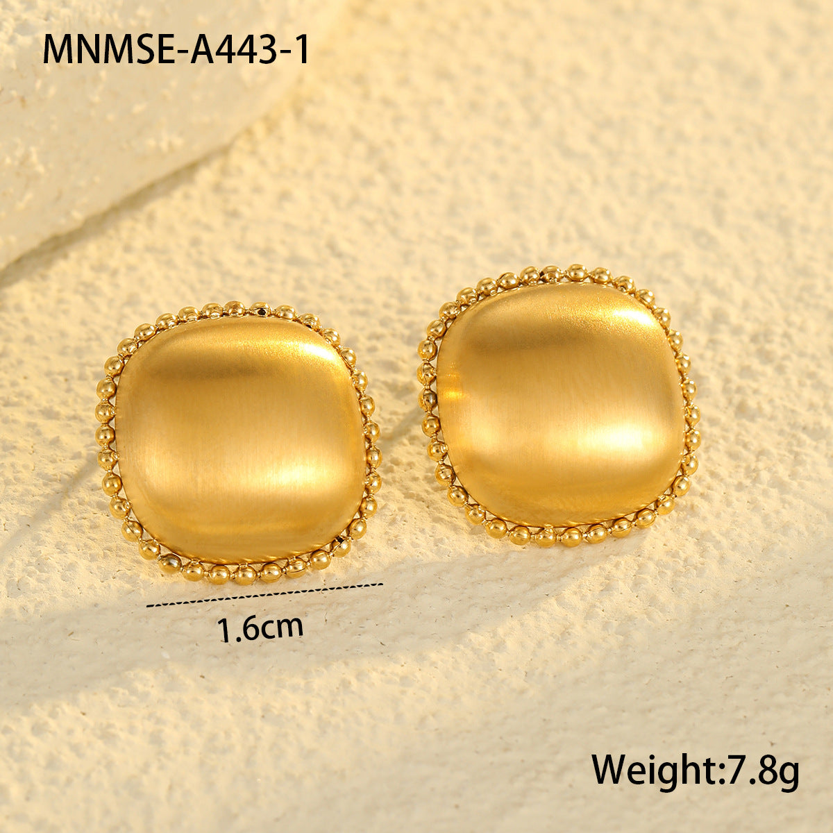 Minimalist Geometric Stainless Steel Earrings with Brushed Metal Finish and Plated Surface for Women