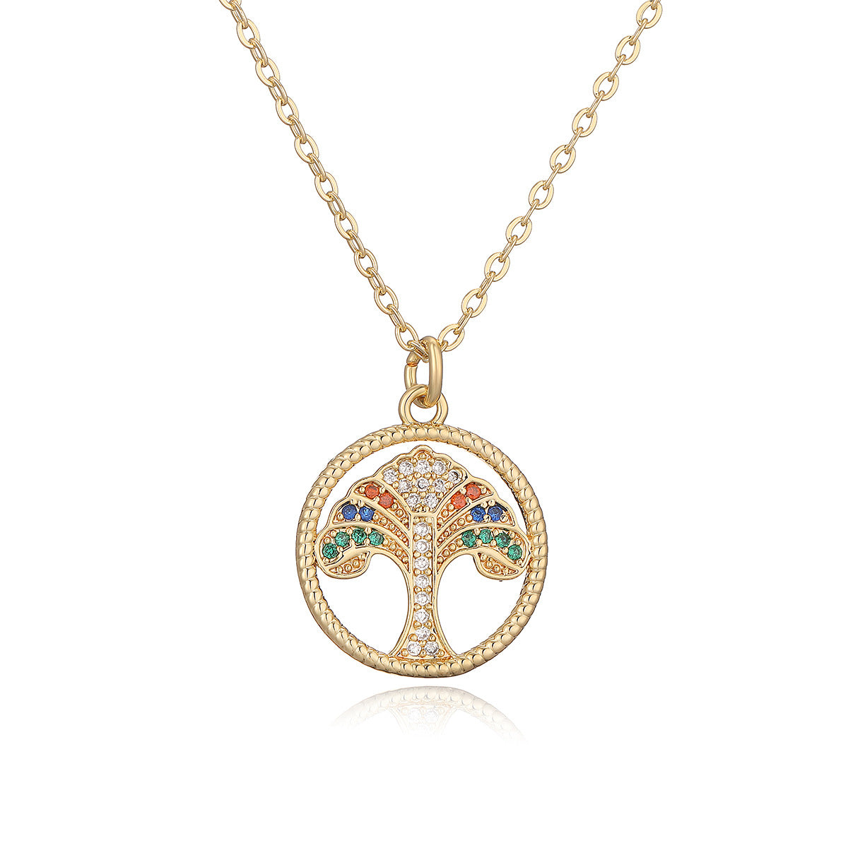 Minimalist Elephant Tree of Life Heart Pendant Necklace for Women with Copper Chain