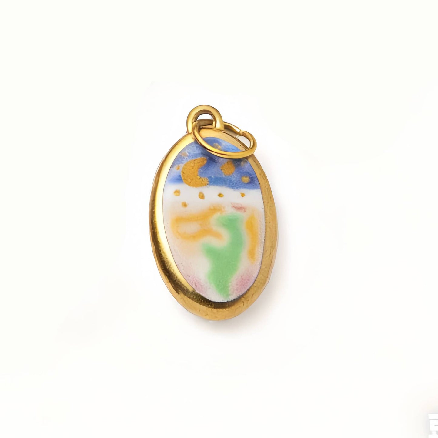 Minimalist Vintage Heart Shape 18K Gold Plated Drip Oil Brass Pendant Stainless Steel Charm Bar