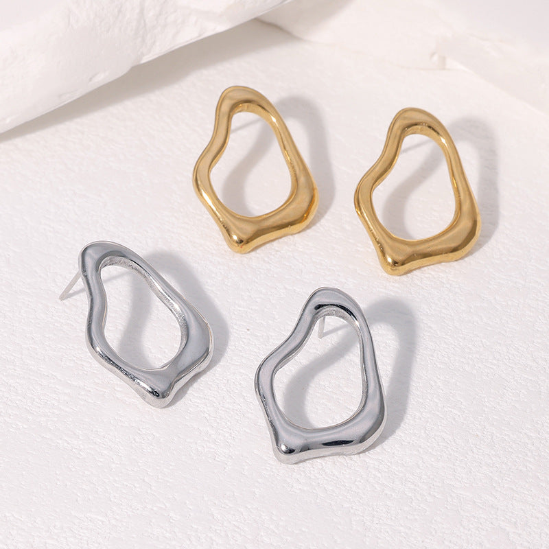 Orecchini a perno da donna in acciaio inossidabile geometrici irregolari minimalisti con finitura placcata