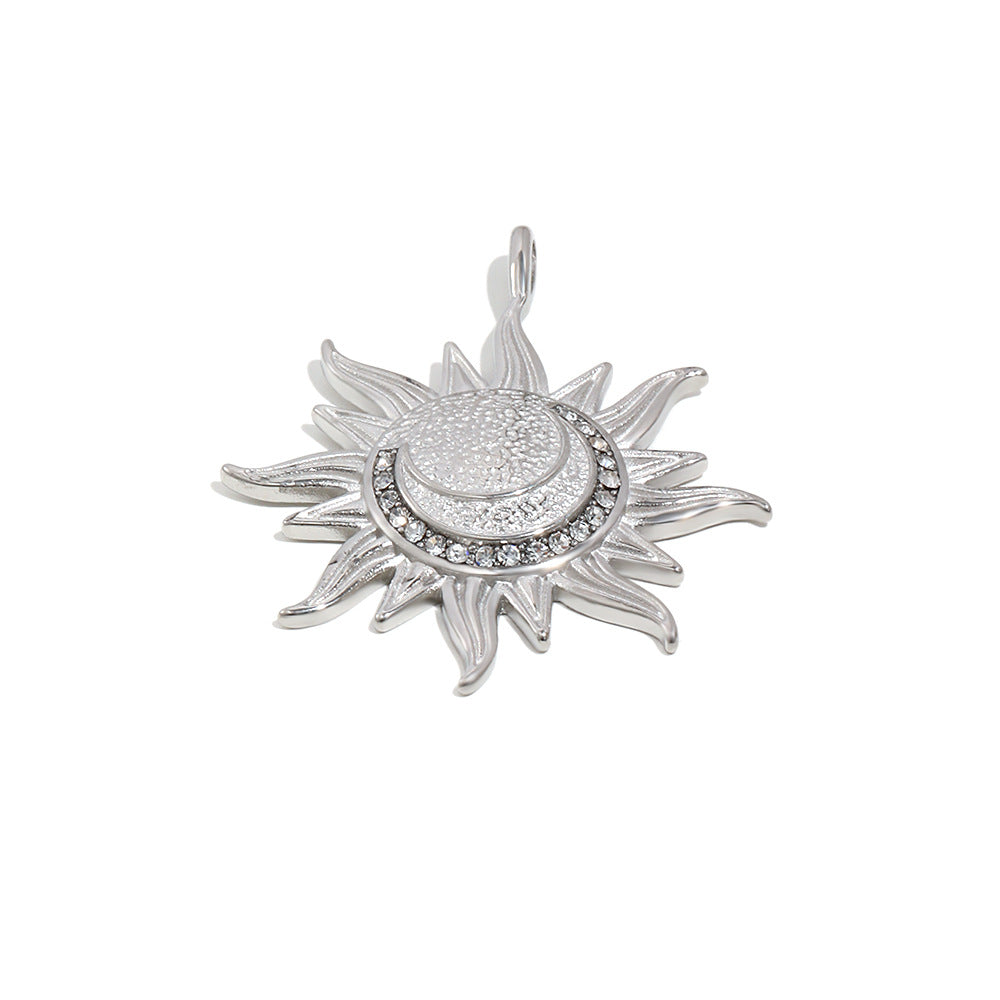Acciaio Inossidabile Placcato Oro 18K Luna Stella Charm Geometrico a Barra