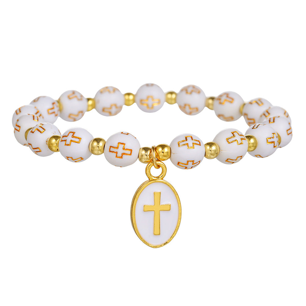 Oval Cross Geometric Acrylic Alloy Bracelet Unisex