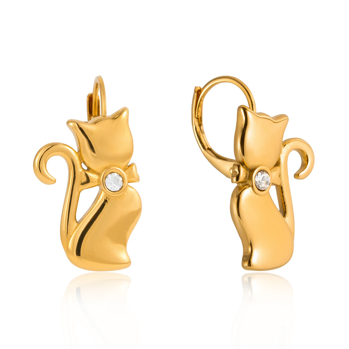 Luxury Geometric Cat Stainless Steel Earrings for Women