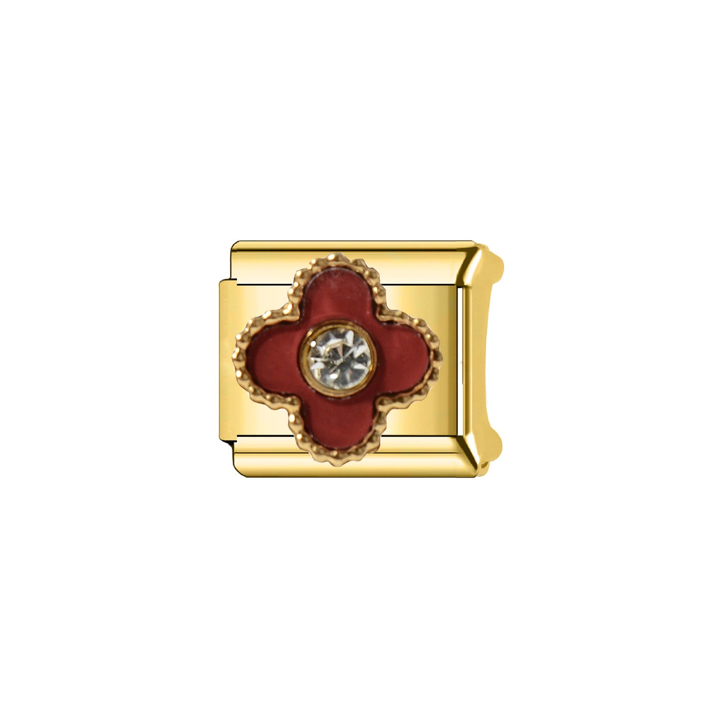 Bracciale modulare in acciaio inossidabile placcato con strass floreali dolci