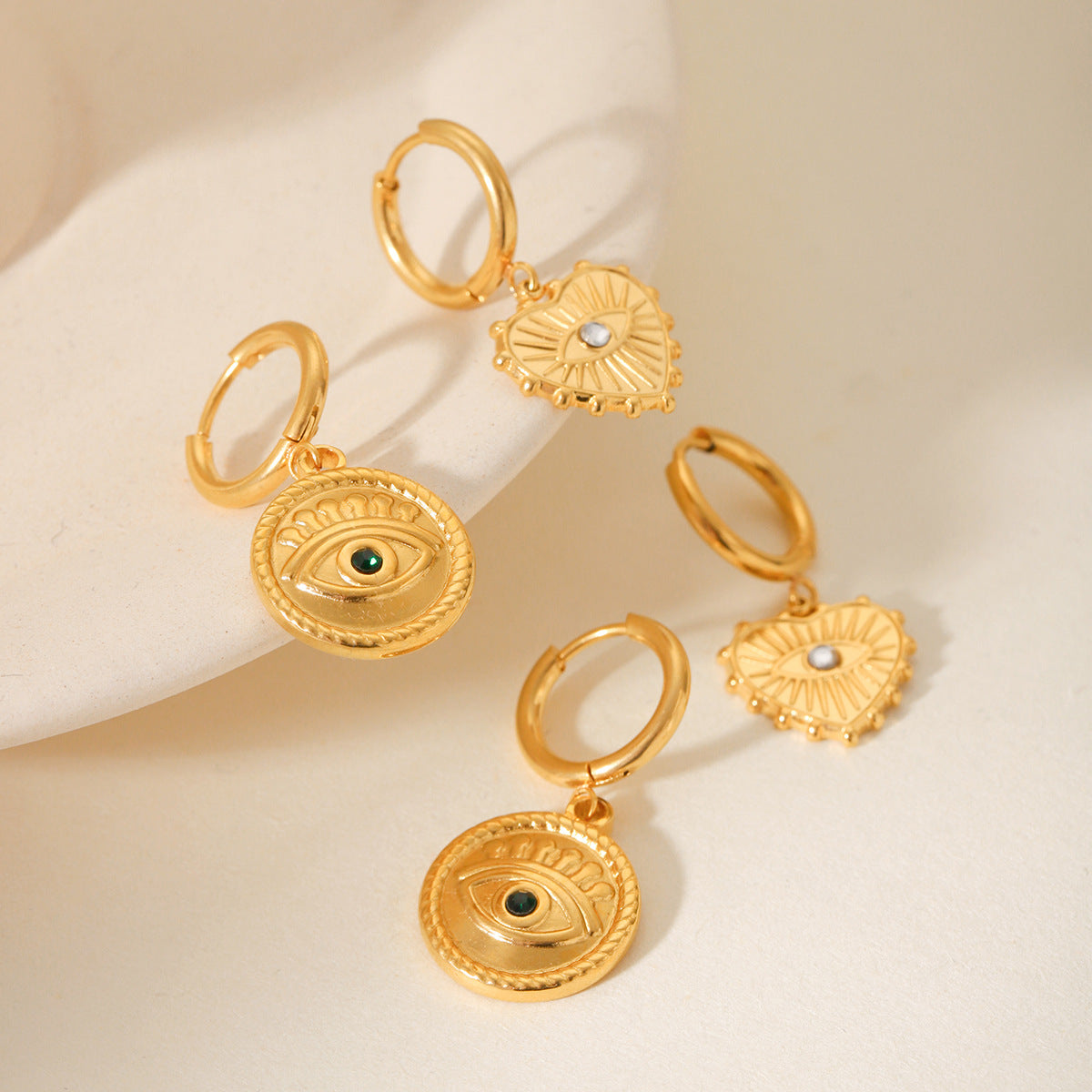 Minimalist Heart-Shaped Stainless Steel Zirconia Inlaid Ear Studs with Plated Finish for Women