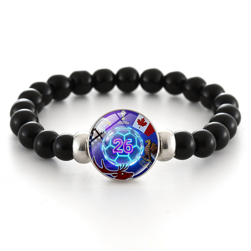 Unisex Geometric Round Crystal Beaded Bracelet World Cup Commemorative Jewelry