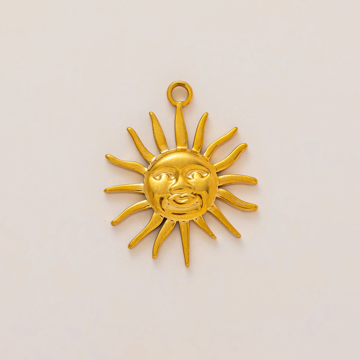Vintage 18K Gold Plated Stainless Steel Sun and Pepper Pendant Charm Bar for Women