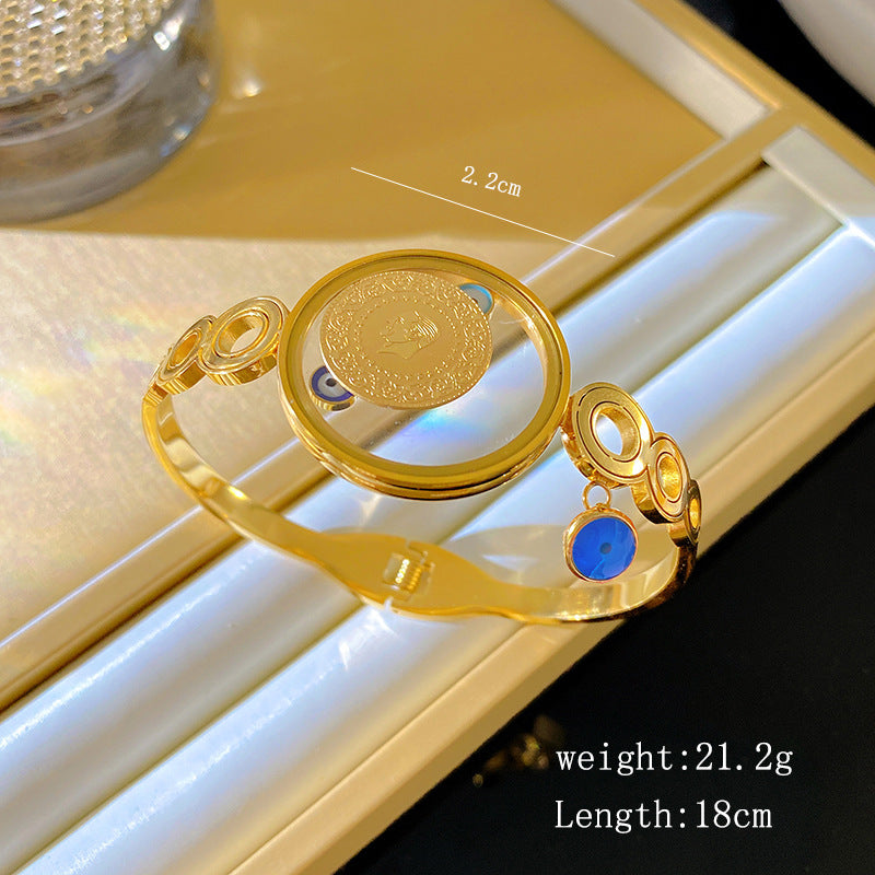Vintage Round Geometric Plated Titanium Steel Bracelet
