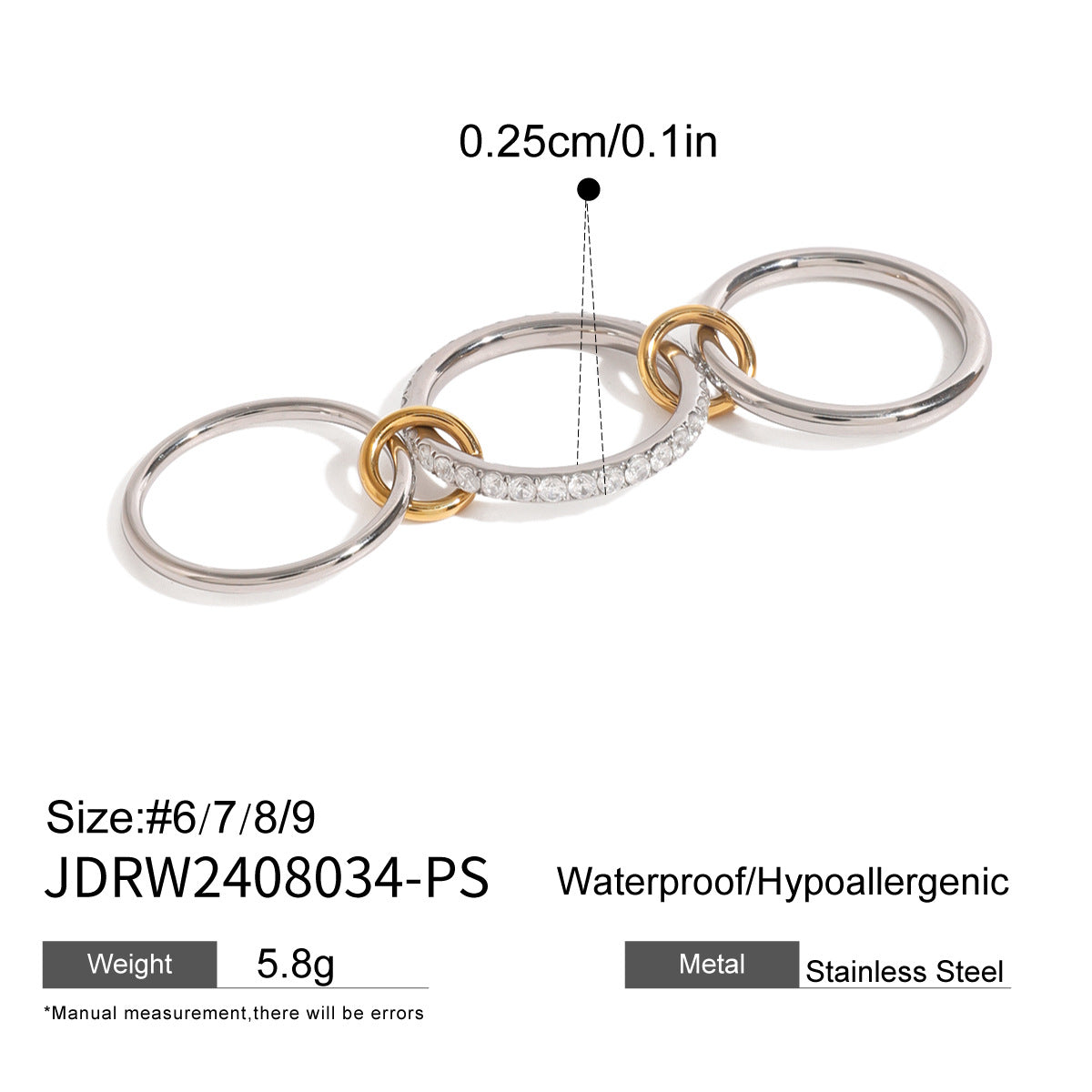 Anillo minimalista geométrico de titanio y acero con detalles de perlas, anillo de moda hipoalergénico de acero inoxidable para mujer