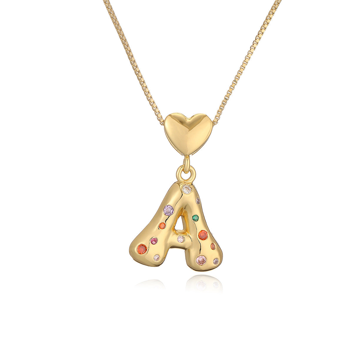 Collana Pendente Minimalista a Lettera in Rame Placcato Oro 18K con Intarsio di Zirconi per Donna